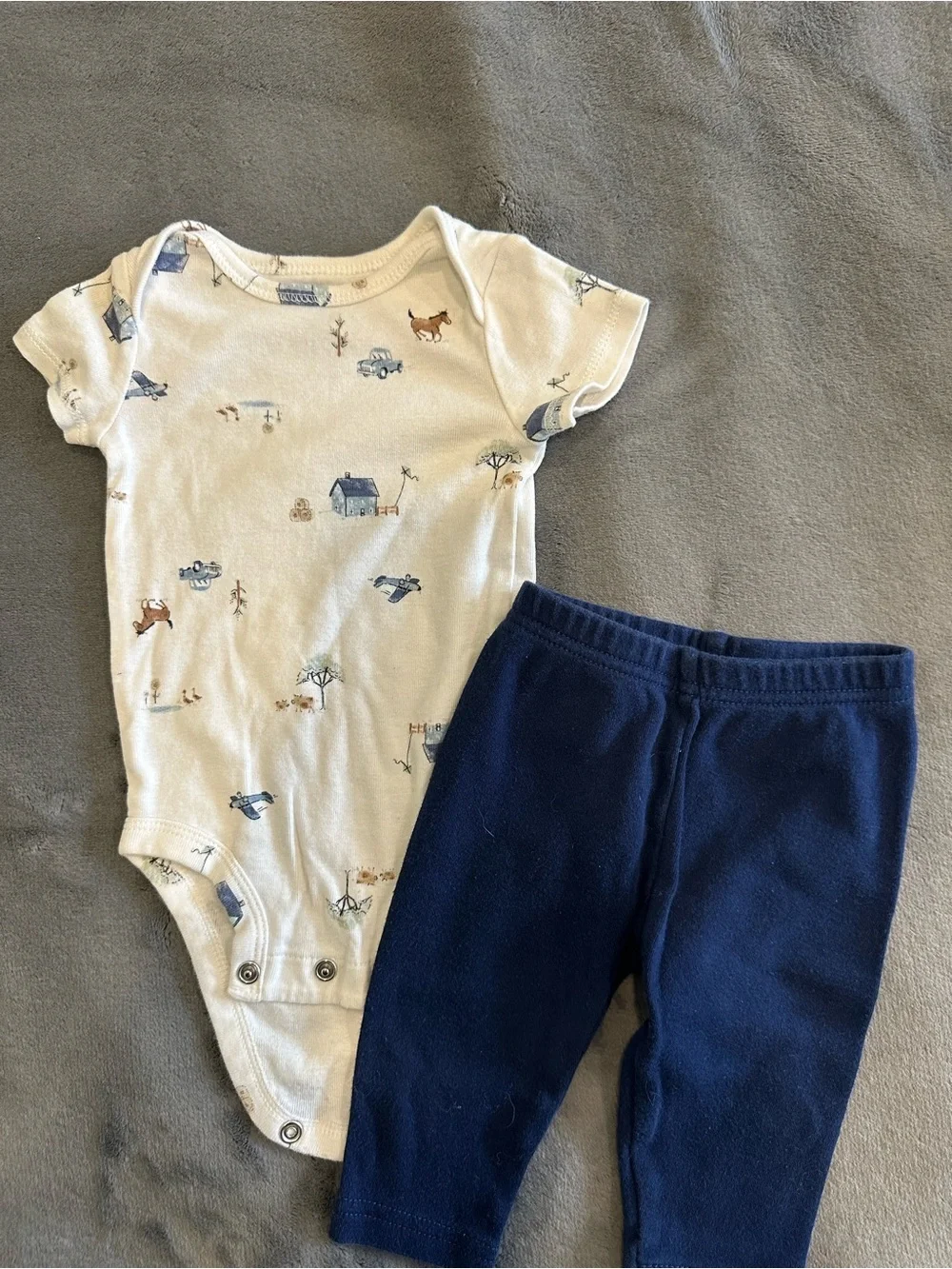 Carter's White Bodysuit with Navy Pants - White/Navy